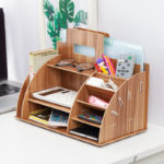 Wood Desk Organizer Office Bureau Pen Holder Wooden Sorter with Drawer Organizer Pen Pencil Organizer 1