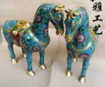 40cm Chinese pure copper cloisonne horse office home crafts ornaments 5