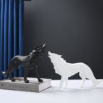 Nordic Creative Animal Geometric Wolf Resin Crafts Animal Geometric Wolf Ornaments Home Living Room Office Decoration Ornaments 3