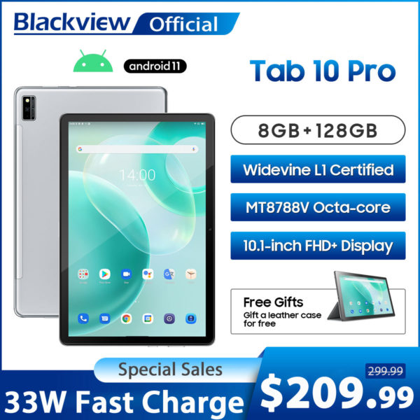 Blackview TAB 10 Pro 10.1 Inch Tablet 8GB RAM 128GB ROM 1200x1920 Android 11 6580mAh 30W Fast Charging Dual 4G LTE WIFI Table PC 1