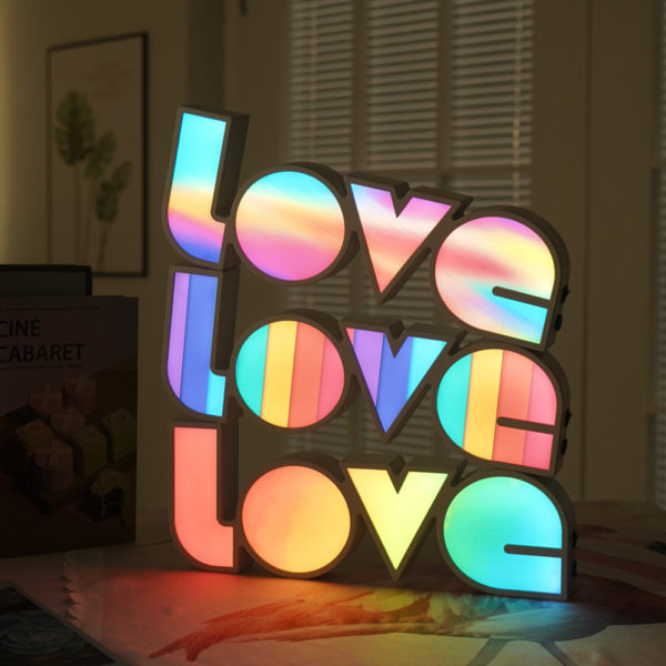 Colorful Creative Lamp Wedding Party Bedroom Decoration Night Lamp Gift Battery Operated USB Power Rainbow LOVE LED Night Light 1