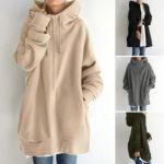 Hoodie Women's Fashion 2021 Sweater Hooded Sweatshirt Long Sleeve Zipper Jacket Casual Women's Jacket Plus Fleece coat Top 2