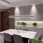 One-word dining room lamp chandelier minimalist lamp modern long dining room table lights office tea room bar table 3