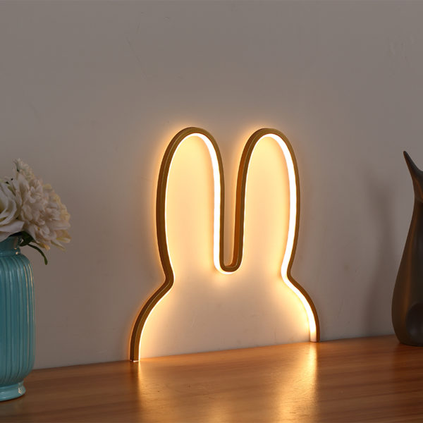 Rabbit small night light USB powered LED light cute animal LED children baby bedside light bedroom small night light holiday gif 1