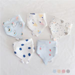 5Pcs/Set Baby Feeding Cotton Bibs Cartoon Print Newborn Saliva Towel Girls Boys Soft Burp Cloths Triangular Bandana Scarf 3