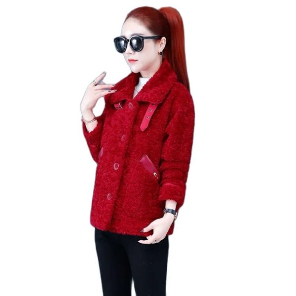 Lamb Wool Coat Women's Clothing 2022 Winter New All-match Temperament Loose Thickened Grain fleece Casual Tur Women's Clothing 1