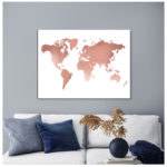 Rose Gold World Map Print Office Decor , Minimalism World Map Poster Canvas Painting for Living Room Home Wall Art Picture 4