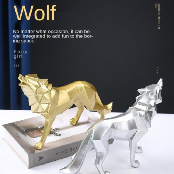 Nordic Creative Animal Geometric Wolf Resin Crafts Animal Geometric Wolf Ornaments Home Living Room Office Decoration Ornaments 1