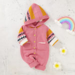 Infant Kids Baby Clothes Rompers Baby Boy Girl Long Sleeve Printing Hooded Knit Jumpsuit Newborn Baby Boy Girl Pocket Rompers 3