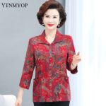 YTNMYOP Fashion Print Blouse Women Middle-aged 5XL Loose Shirts Ladies Turn-down Collar Pockets Spring Blouses High Quality 1