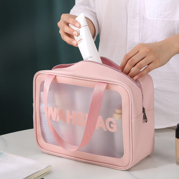 Ladies Large Capacity Cosmetic Bag PVC Travel Makeup Storage Bag Female WashBag Frosted Waterproof Cosmetic Bag Convenient 2