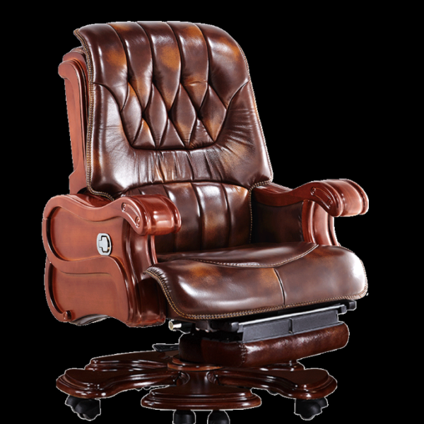 Computer chair home boss chair leather business reclining massage executive chair solid wood swivel chair lift office seat 1