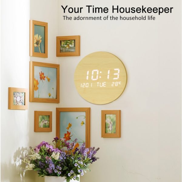 Simple Living Room Log Intelligent Wall Clock Modern Creative Design Digital LED Luminous Study Office Shop Wall Decoration 2