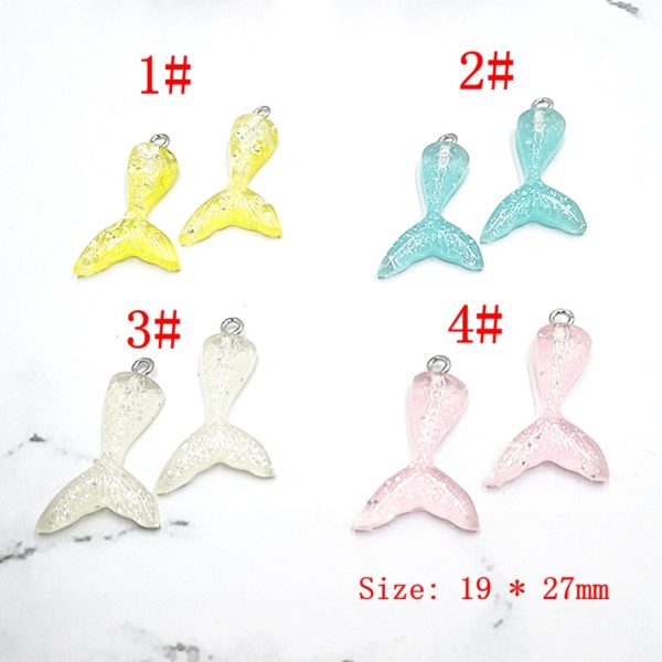 16pcs / 1 Pack Cartoon Color Gradient Mermaid Tail Pendant DIY Resin Accessories Necklace Bracelet Earrings Key Chain Wholesale 2