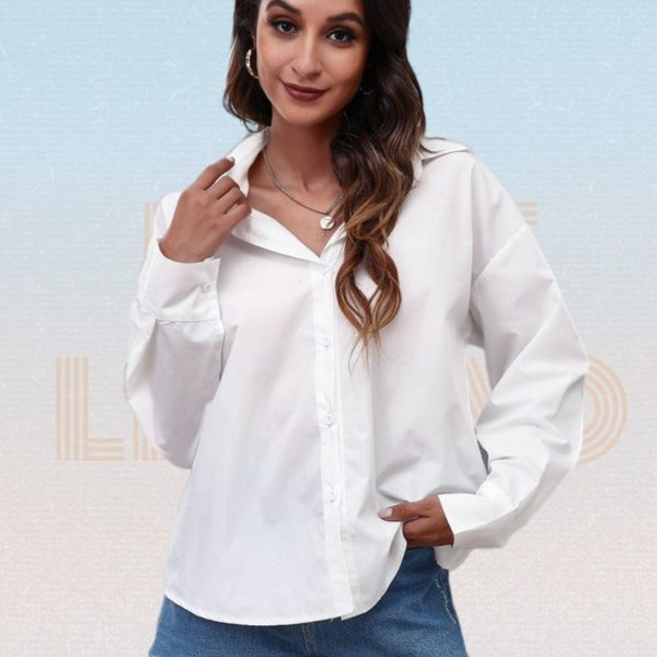 Solid Long Sleeve Front Button Back Cutout Tie Knot Cotton Blouse Women Turn-down Collar Single Breasted Summer Casual Shirts 1