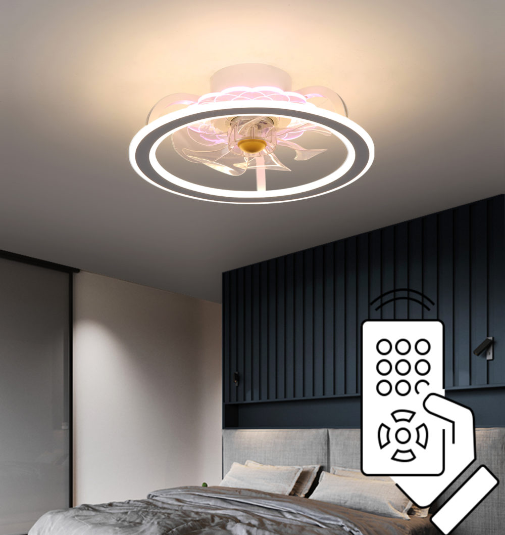 Nordic mute ceiling fan lamp black aluminum ceiling fan lamp bedroom dining room fan lamp electric fan children's room fan lamp 2