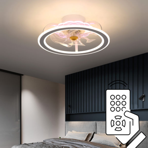 Nordic mute ceiling fan lamp black aluminum ceiling fan lamp bedroom dining room fan lamp electric fan children's room fan lamp 2