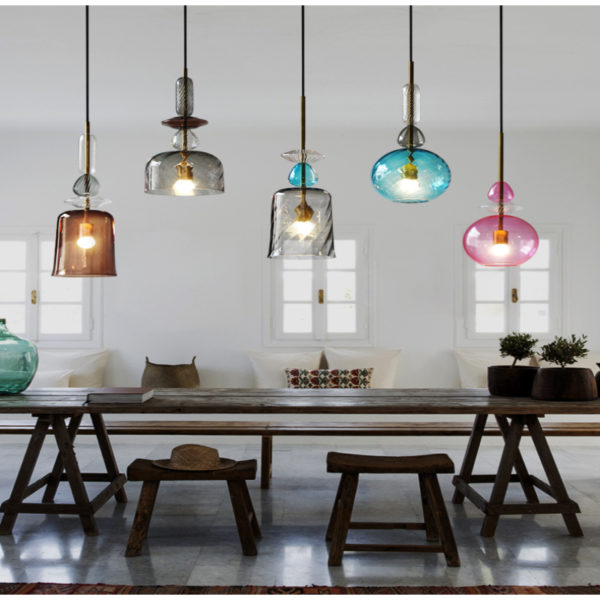 Nordic Creative Hanging Pendant Light multicolor glass pendant lamp for bedside living room restaurant LED E27 AC110V 220V 1