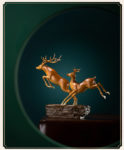 Double Fortune Copper Deer Statue Home Office Room Desktop Decoration Collect Ornaments Gifts 6