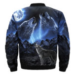 Cool howling Wolf Print Fashion Men's Bomber Outside Casual Winter Thicken Jacket 2