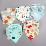 4pcs Baby Collar Bibs Triangle Double Cotton Cartoon Print Burp Cloths Drool Bib Boys Girls Feeding Bibs Baby Stuff Accessories 5