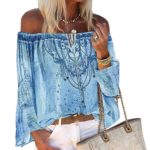 Women Chiffon Blouse Long Sleeve Off Shoulder Floral Print Hollow Out Lace Up Tops Shirts Female Blouses Sexy Casual Tops 4