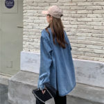 Blue denim women retro Korean long sleeve shirt 3