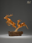 Double Fortune Copper Deer Statue Home Office Room Desktop Decoration Collect Ornaments Gifts 2