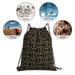 B Bitcoin Virtual Currency Print Drawstring Bags Men Women Storage Backpack Teenager Travel Bag Multi-function Pocket 6