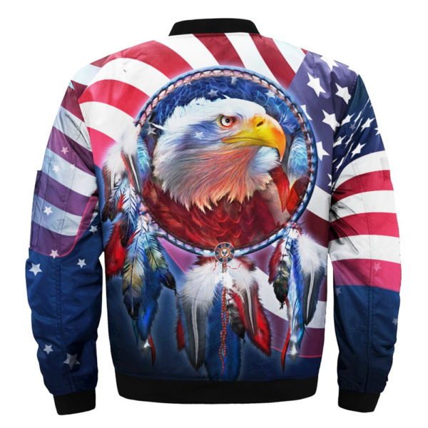 Soul Catcher Color Feather Eagle Print Fashion Bomber Jacket Casual Streetwear 2