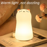 LED Cat Night Light Remote/Tap Lamp Silicone Room Nightlights Atmosphere Table Bedroom Bedside Lamp USB Change Kids Baby Gift 3