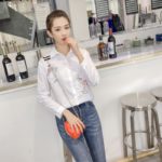 New Arrival Women White Shirt Letter Lip Girl Embroidery Full Sleeve Cotton Blouse Turn Down Collar Plus Size Loose Casual Top 3