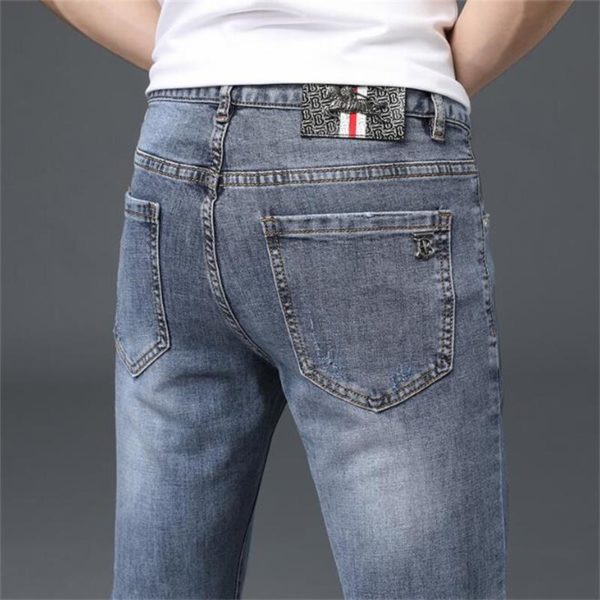 NEW Summer Blue Men's Jeans Pants European Brand Straight Elastic Cotton Business Pant Classic Style Jeans Denim Man Trousers 1