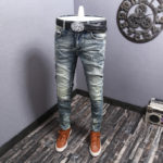 Newly Fashion Designer Men Jeans Retro Blue Elastic Slim Fit Ripped Jeans Men Trousers Vintage Stretch Casual Denim Pants Hombre 3