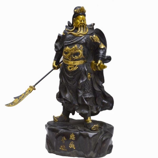 Metal craft pure copper Guangong Zhongyi Qianqiu Wu God of wealth figure handicraft statue home office decoration 2