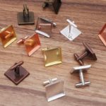 100pcs into 16-18-20-25mm tray square bezel blank cufflink settings cabochon base French cufflinks shirt accessories 3