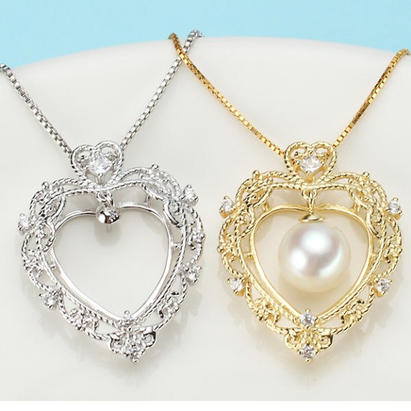 Luxury Lace Heart Pearl Pendant Fittings S925 Sterling Silver Vintage Women DIY Pearl Pendant Accessory 3Pcs/Lot 2