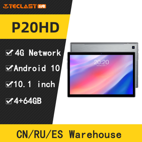 Teclast P20HD 10.1" Android 10 Tablet 1920x1200 SC9863A Octa Core 4GB RAM 64GB ROM 4G Network AI Speed-up Tablets PC Dual Wifi 1