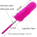 Extendable Telescoping Microfiber Duster Bendable Washable Household Cleaning Dusting Brush for Home Office Car Blue Pink 1Pcs 5