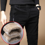 High Quality Slim Winter Fleece Warm Corduroy Pants Men Thick Casual Business Fashion Stretch Velvet Black Gray Green Trousers 3