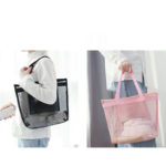 Travel Summer Shopping Bags Women Clear Mesh Transparent Bag Large Capacity Female Casual Solid Color Holiday Tote Bags 6