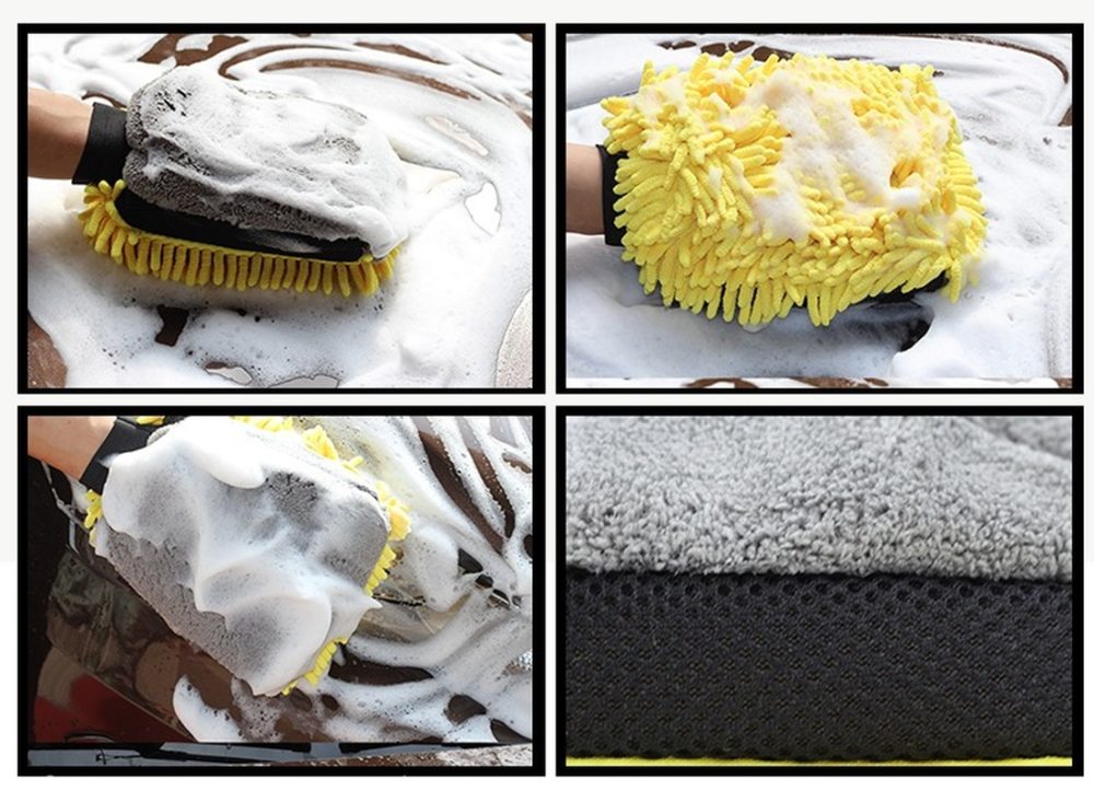 Waterproof Car Wash Microfiber Chenille Gloves Thick Car Cleaning Mitt Wax Detailing Brush Auto Care Double-faced Glove 4