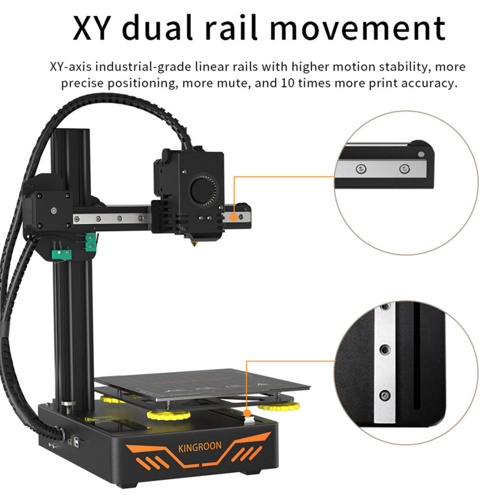 KINGROON KP3S 3D Printer FDM Printing Machine High Precision Direct Drive Extruder Dual Guide Rail Ultra-Quiet Stepper Driver 4