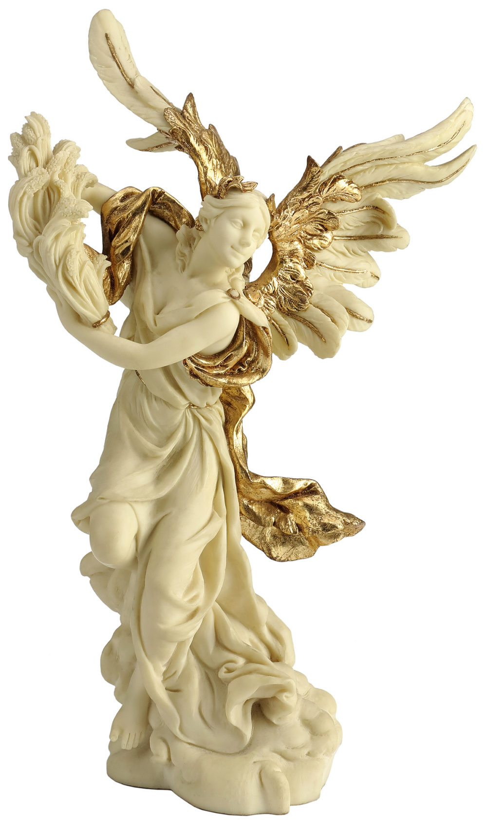 Resin Figurine Angels with Flowers (Gilding) European-style Resin Angel Statue for Home & Office Decoration Birthday Gift 2