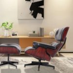 Modern Lounge Chair and Ottoman with Real Leather for Home Office - Red Rose Wood&BlackSuitable for Bedrooms Living Rooms 4