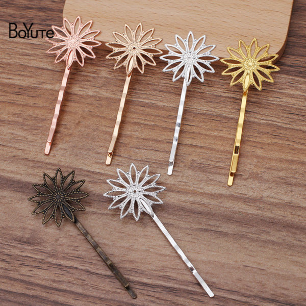 BoYuTe Custom Made (200 Pieces/Lot) 26MM Filigree Flower Hairpins Factory Supply Antique Diy Jewelry Accessories 1