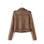 2022 Fashion Chamois Suede Short Jackets Women Diagonal Zipper Tops Lady Casual Outerwear Autumn Winter Sashes Slim Coats JH527 3