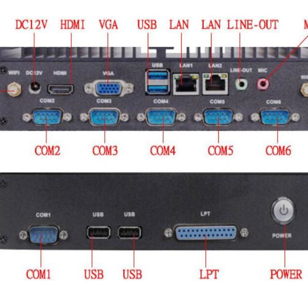 Embedded Fanless Industrial Mini BOX PC For Intel J1800 J1900 i5-3317U-5200U i3-4010U-7100U i7-6500U 64GB SSD 6*COM Barebone 12V 2