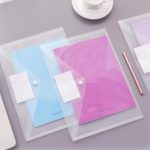 10pcs Office Desk Organizer Clear Binder Thicken Button Closure Transparent PVC Document Bag For A4 Office School Bureau 3