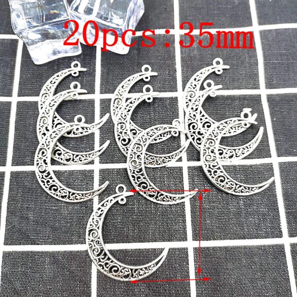 20pcs / 1pack Personality Jewelry Pendant Accessories Silver Moon Pendant Model Metal Jewelry Keychain Necklace Pendant 1